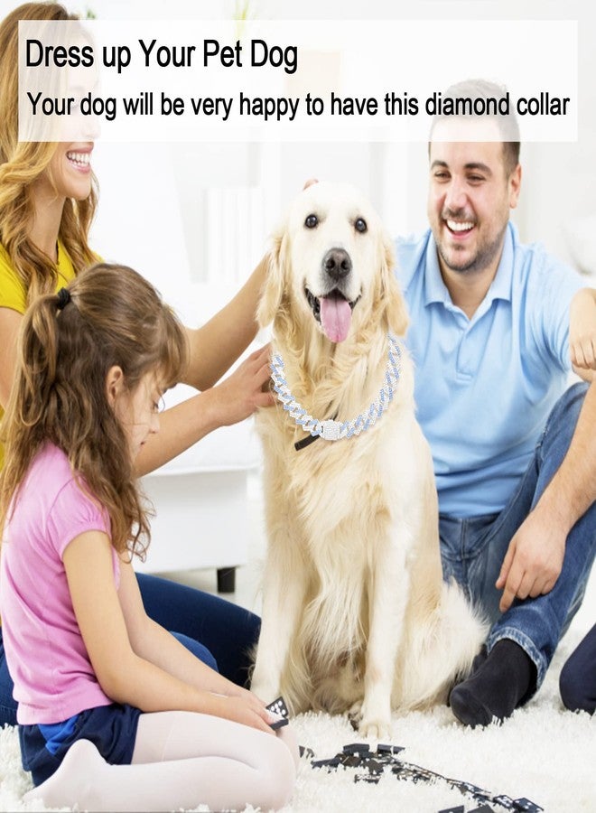 KOLODOGO Dog Chain Collar Glitter Diamond Cuban Collar Walking Metal Chain Collar with Design Secure Buckle Pet Metal Link Chain Jewelry Accessories for Small Medium Large Dogs Cats - Image 3